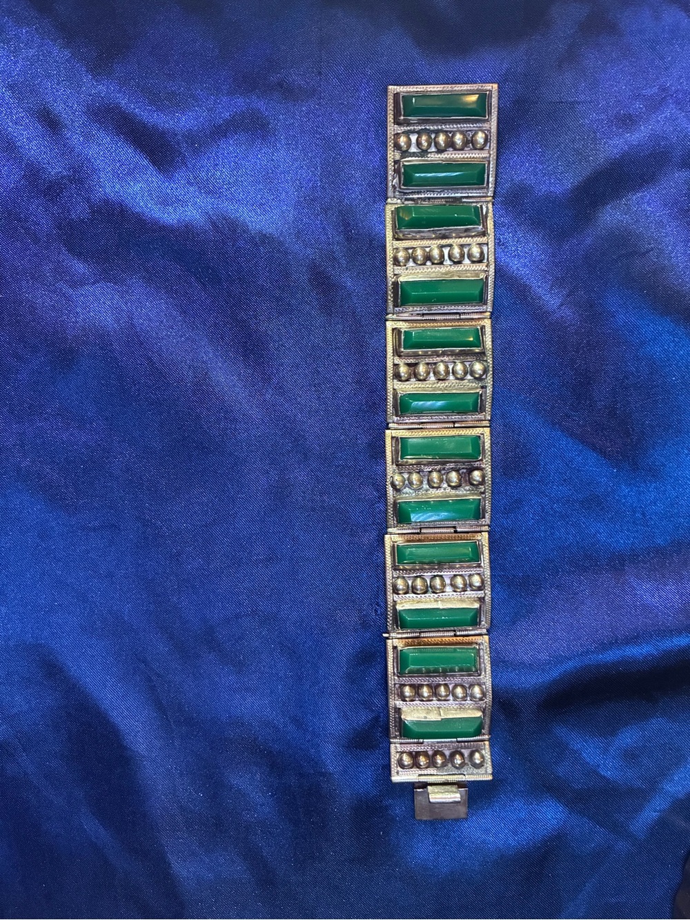 Source Unknown Green Rectangular Stone Link Bracelet